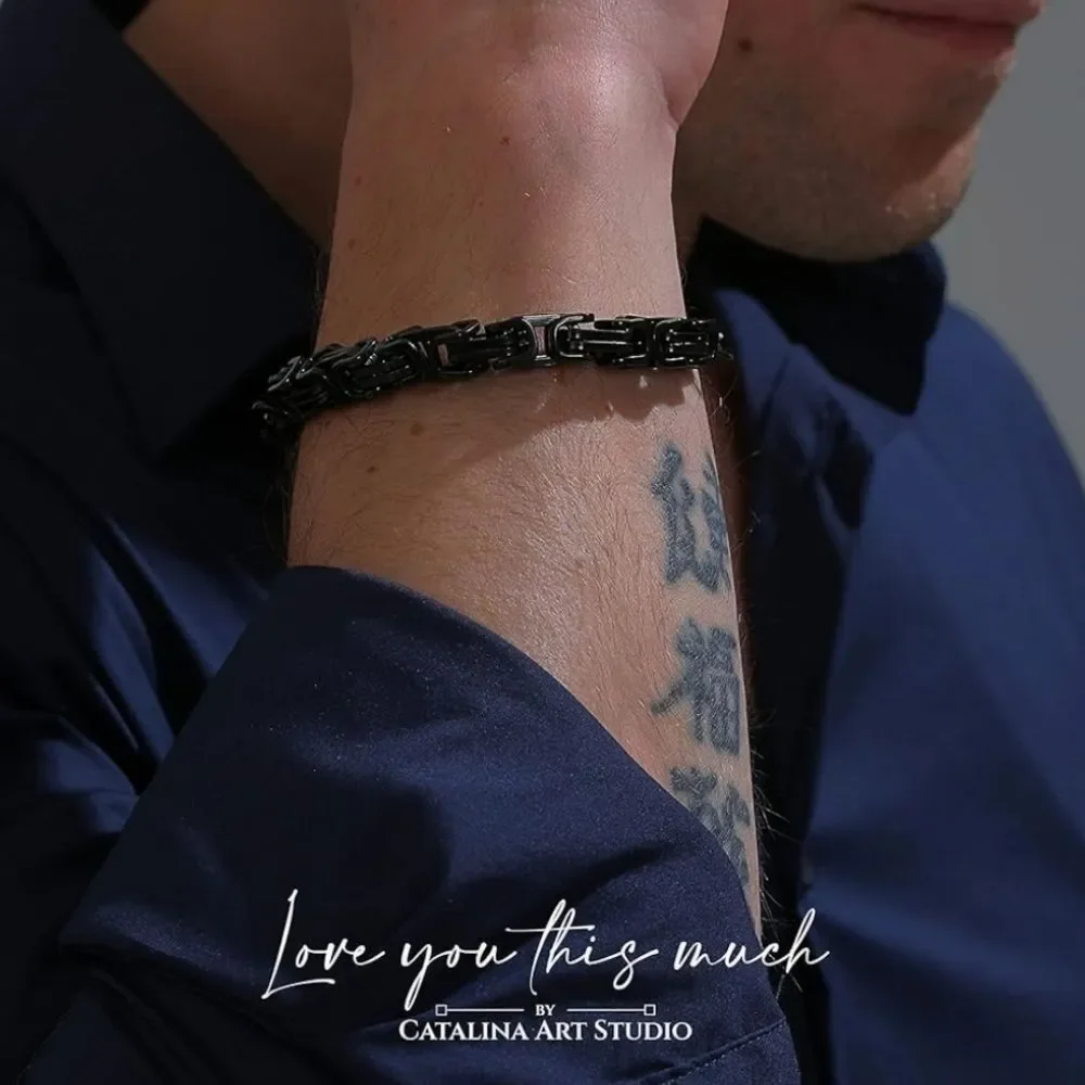 🩵⏭️NIB Black Surgical Stainless Steel Cuban Chain Link 8